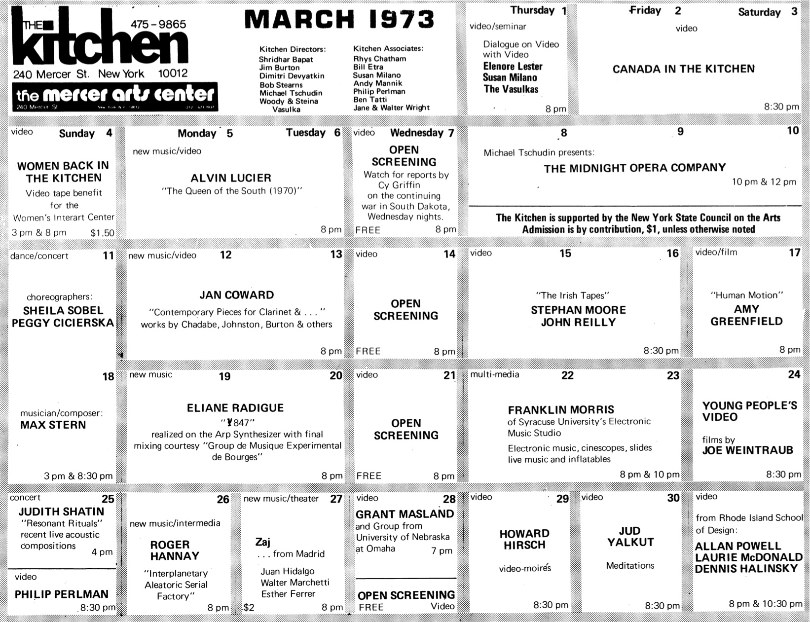 March 1973 Kitchen Calendar