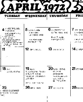 Electronic Arts Intermix: Kitchen Calendar April 1972