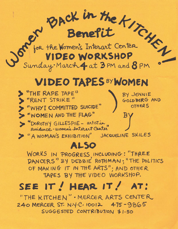 "Women Back in the Kitchen!": Poster for benefit event at The Kitchen