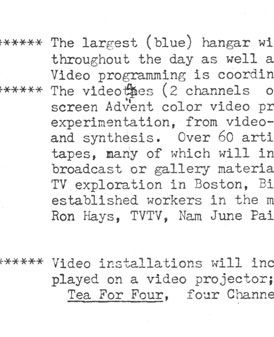 12th Annual Avant Garde Festival Description of Participating Artists and Works (1975)