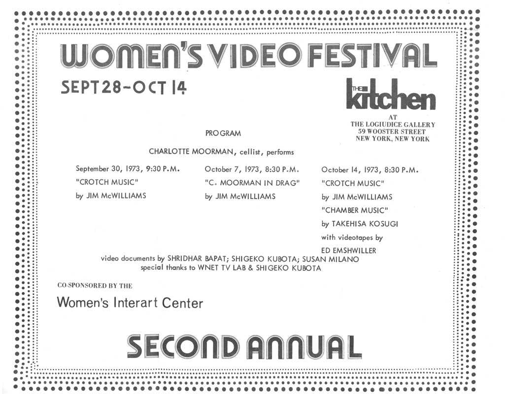Second Annual Women's Video Festival: Program for Charlotte Moorman performances