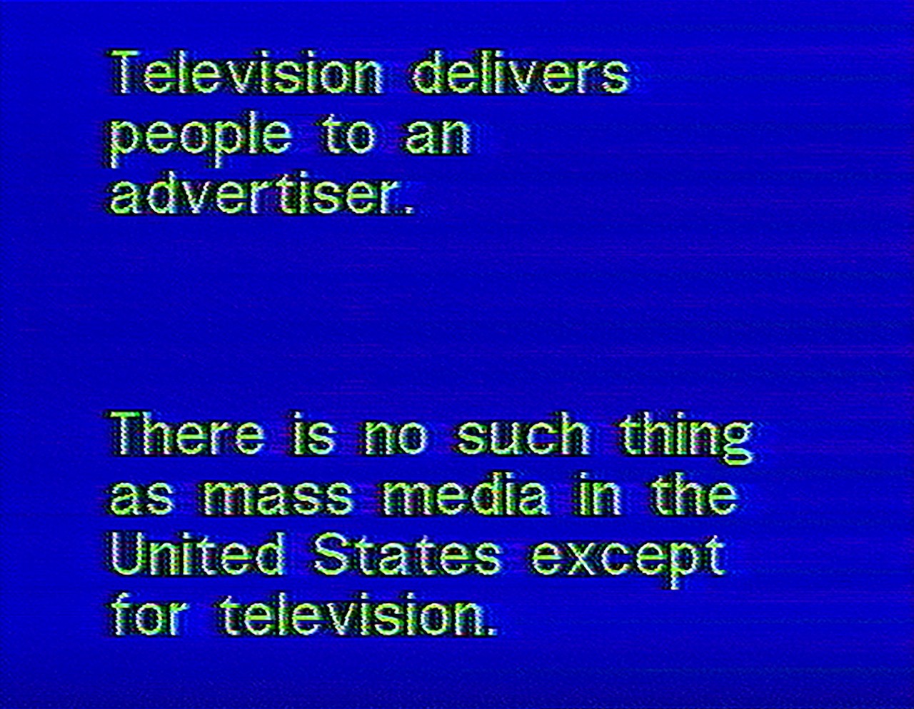 EAI welcomes the films and videos of Richard Serra into distribution. Still from Television Delivers People (1973).